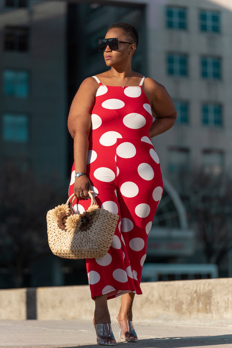 Lady in Red Polka Dot Jumpsuit - Noli-Fashion